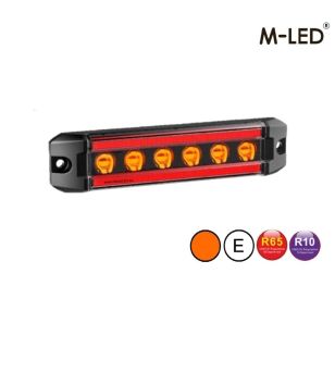 Blixtljus - M-Led - Dynamic - 5.3" - 13.4cm - Smoke - Positionsljus Röd - 12 blixtmönster - Bärnsten - R65-2 - 12V-24V - 