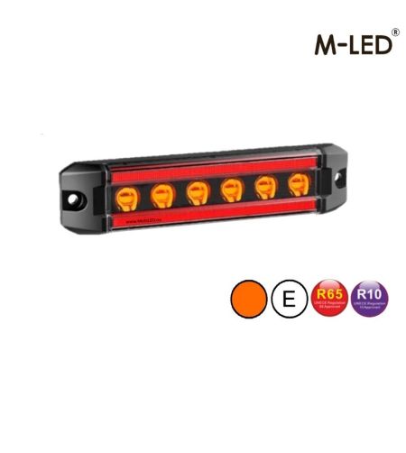 Blitzleuchte - M-Led - Dynamic - 5.3" - 13.4cm - Smoke - Positionslicht Rot - 12 Blitzmuster - Amber - R65-2 - 12V-24V