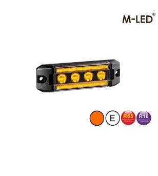 Warning light - M-Led - Dynamic - 4" - 10.2cm - Smoke - Position light Amber - 12 flash patterns - Amber - R65-2 - 12V-24V