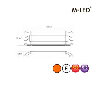 Blitzleuchte - M-Led - Dynamic - 4" - 10.2cm - Smoke - Positionslicht Amber - 12 Blitzmuster - Amber - R65-2 - 12V-24V