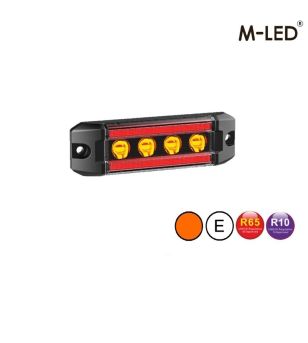 Blitzleuchte - M-Led - Dynamic - 4" - 10.2cm - Smoke - Positionslicht Rot - 12 Blitzmuster - Amber - R65-2 - 12V-24V