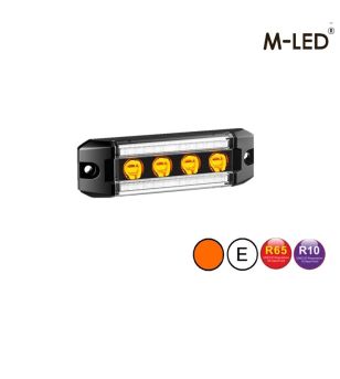 Blixtljus - M-Led - Dynamic - 4" - 10.2cm - Smoke - Positionsljus Vit - 12 blixtmönster - Bärnsten - R65-2 - 12V-24V -