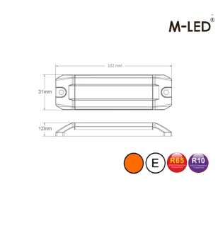 Blixtljus - M-Led - Dynamic - 4" - 10.2cm - Smoke - Positionsljus Vit - 12 blixtmönster - Bärnsten - R65-2 - 12V-24V -