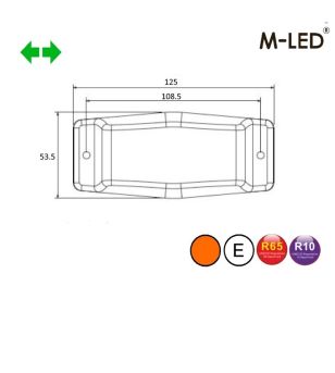Double burner - M-Led - Classic - Dual Color - 4.9" - 12.5cm - With Turn Signal - Amber - White/Amber - 12V-30V