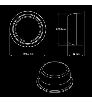 Marker Light - Strands - FOR9T Geo - 2.8" - 7cm - Smoke - Red - 12V-36V