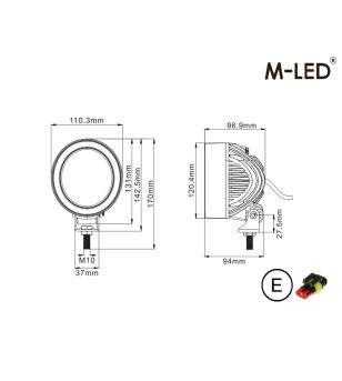 Work light - M-Led - 4.3" - 11cm - Grey - Work / Scene