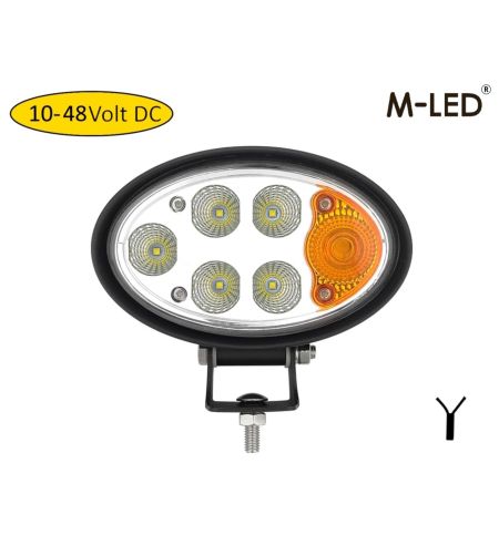 Werklamp - M-Led - 5.5" - 14cm - Rechts - Wit/Amber - Work / Scene