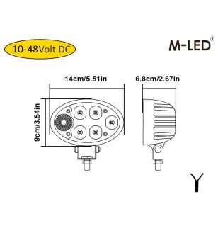 Werklamp - M-Led - 5.5" - 14cm - Links - Wit/Amber - Work / Scene