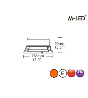 Beacon - M-Led - Low - 7" - 17.8cm - Smoke - 8 flash patterns - Amber - R65 - 12V-24V