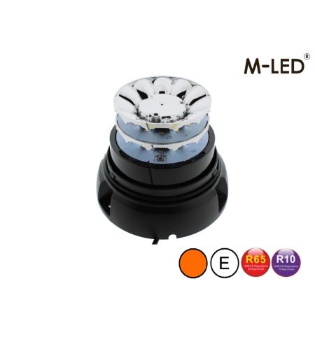 Zwaailamp - M-Led - 6.1" - 15.4cm - Amber - 4 flitspatronen - Amber - R65 - 12V-24V