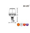 Zwaailamp - M-Led - 5.1" - 13cm - Amber - 4 flitspatronen - Amber - R65 - 12V-24V