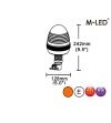 Varningsljus - M-Led - 5" - 12.8cm - Bärnsten - 4 blixtmönster - Bärnsten - R65 - 12V-24V -