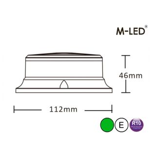 Beacon - M-Led - Magnetic - 4.4" - 11.2cm - Green - 7 flash patterns - Green - 12V-24V