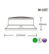 Varningsljus - M-Led - Magnetisk - 4.4" - 11.2cm - Grön - 7 blixtmönster - Grön - 12V-24V -