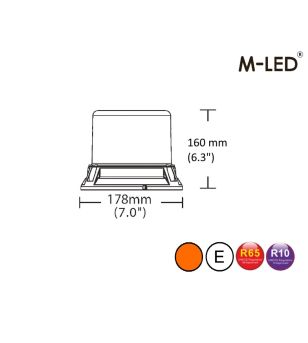 Beacon - M-Led - High - 7" - 17.8cm - Smoke - 8 flash patterns - Amber - R65 - 12V-24V