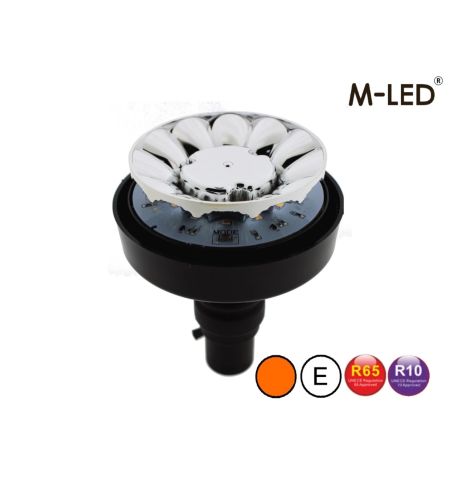 Varningsljus - M-Led - Low - 4.6" - 11.6cm - Bärnsten - 4 blixtmönster - Bärnsten - R65 - 12V-24V -