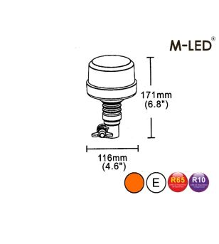 Beacon - M-Led - Low - 4.6" - 11.6cm - Amber - 4 flash patterns - Amber - R65 - 12V-24V