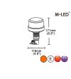 Varningsljus - M-Led - Low - 4.6" - 11.6cm - Bärnsten - 4 blixtmönster - Bärnsten - R65 - 12V-24V -