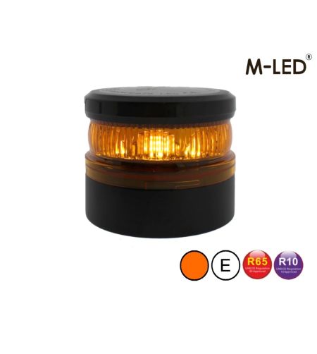 Signalleuchte - M-Led - Mini - 2.3" - 5.8cm - Amber - Magnetisch - 6 Blitzmuster - Amber - R65 - 12V-24V