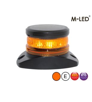 Varningsljus - M-Led - Mini - 4" - 10.2cm - Bärnsten - Magnetisk - 6 blixtmönster - Bärnsten - R65 - 12V-24V -