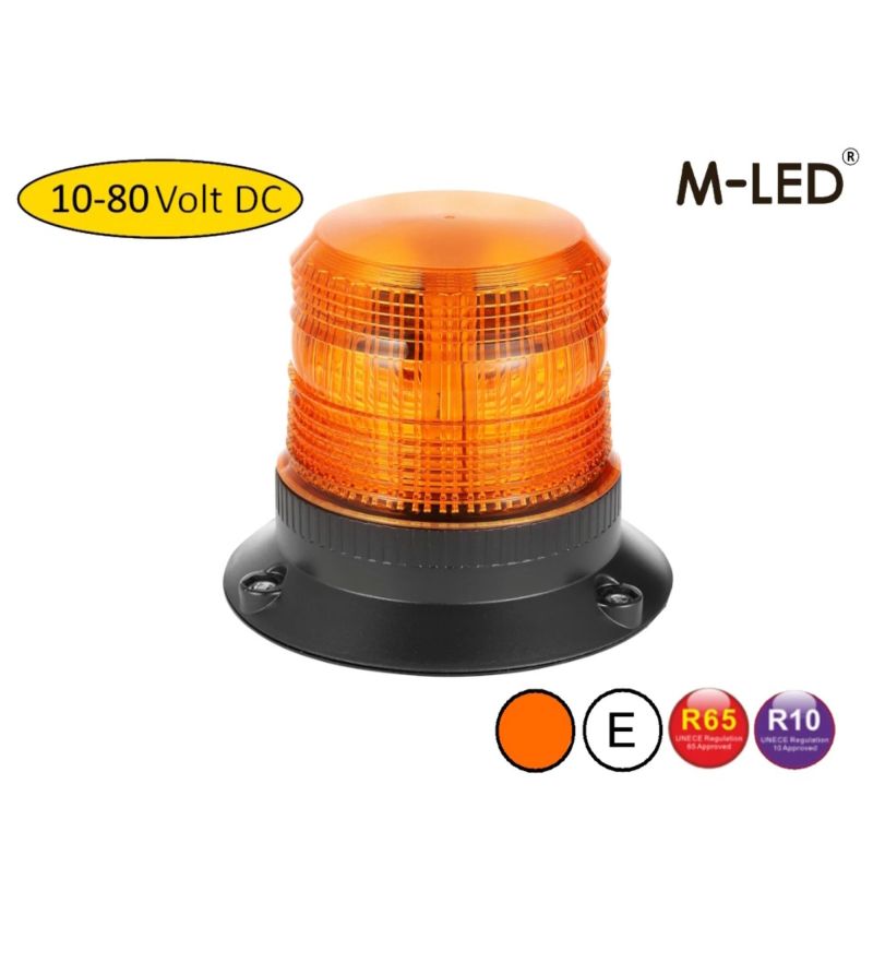 Zwaailamp - M-Led - Magnetisch - 5.7" - 14.5cm - Amber - 4 flitspatronen - Amber - R65 - 12V-60V Zwaailamp - M-Led - Magnetisch - 5.7" - 14.5cm - Amber - 4 flitspatronen - Amber - R65 - 12V-60V