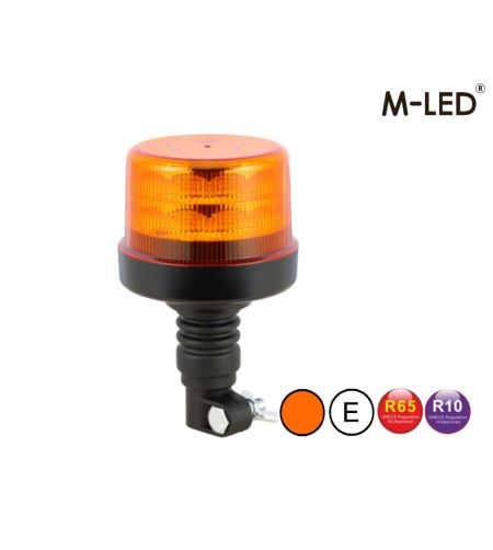 Varningsljus - M-Led - Medium - 4.6" - 11.6cm - Bärnsten - 4 blixtmönster - Bärnsten - R65 - 12V-24V -
