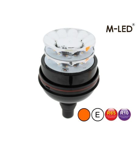 Zwaailamp - M-Led - High - 5.1" - 13cm - Amber - 4 flitspatronen - Amber - R65 - 12V-24V