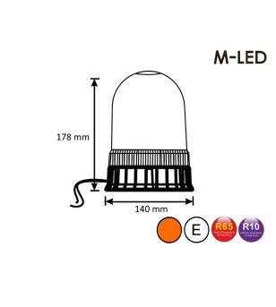 Signalleuchte - M-Led - 5.5" - 14cm - Amber - 4 Blitzmuster - Amber - R65 - 12V-24V