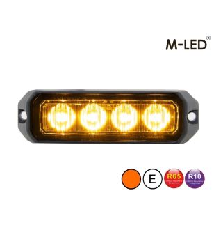 Blixtljus - M-Led - Pro 4 - Compact - 3.7" - 9.5cm - Klar - 26 blixtmönster - Bärnsten - R65 - 12V-24V -