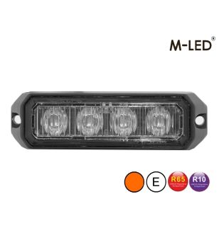Blixtljus - M-Led - Pro 4 - Compact - 3.7" - 9.5cm - Klar - 26 blixtmönster - Bärnsten - R65 - 12V-24V -