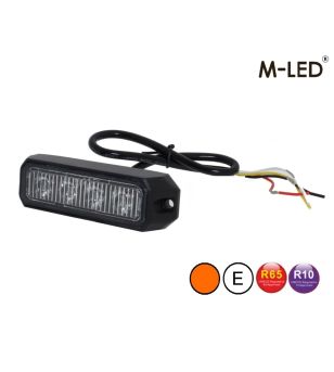 Blixtljus - M-Led - Pro 4 - Compact - 3.7" - 9.5cm - Klar - 26 blixtmönster - Bärnsten - R65 - 12V-24V -