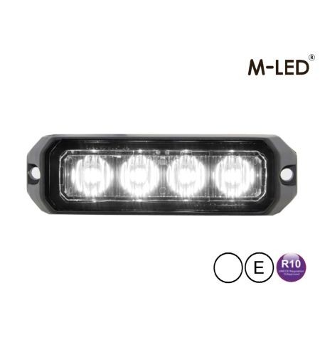 Blixtljus - M-Led - Pro 4 - Compact - 3.7" - 9.5cm - Klar - 26 blixtmönster - Vit - R65 - 12V-24V 