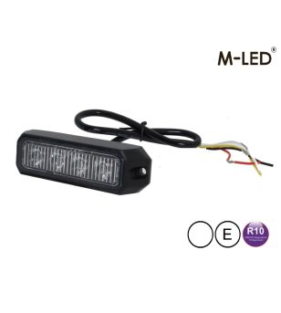 Warning light - M-Led - Pro 4 - Compact - 3.7" - 9.5cm - Clear - 26 flash patterns - White - R65 - 12V-24V