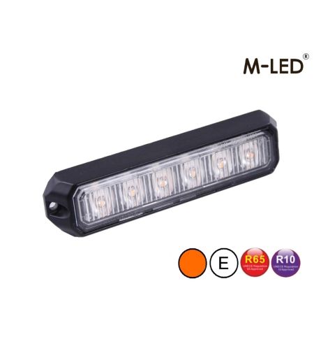Flitser - M-Led - Pro 6 - Compact - 5" - 12.8cm - Helder - 26 flitspatronen - Amber - R65 - 12V-24V