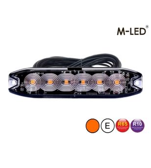 Blitzleuchte - M-Led - 5.1" - 13cm - Klar - Super dünn - 26 Blitzmuster - Amber - R65 - 12V-24V