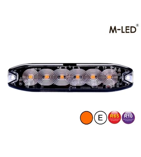 Flitser - M-Led - 5.1" - 13cm - Helder - Superdun - 26 flitspatronen - Amber - R65 - 12V-24V