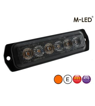 Warning light - M-Led - 4.4" - 11.3cm - Clear - Extra Bright - 25 flash patterns - Amber - R65 - 12V-24V