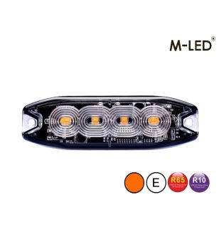 Warning light - M-Led - 3.9" - 9.8cm - Clear - Super thin - 26 flash patterns - Amber - R65 - 12V-24V