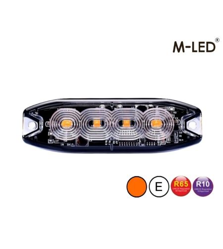 Flitser - M-Led - 3.9" - 9.8cm - Helder - Superdun - 26 flitspatronen - Amber - R65 - 12V-24V