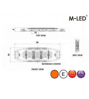 Blitzleuchte - M-Led - 3.9" - 9.8cm - Klar - Super dünn - 26 Blitzmuster - Amber - R65 - 12V-24V 