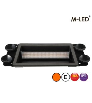Blixtljus - M-Led - Fönster - 9.6" - 24.5cm - Klar - Sugkoppar - 19 blixtmönster - Bärnsten - R65 - 12V-24V - 