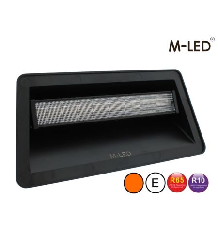 Blixtljus - M-Led - Fönster - 9.6" - 24.5cm - Klar - Sugkoppar - 19 blixtmönster - Bärnsten - R65 - 12V-24V - 