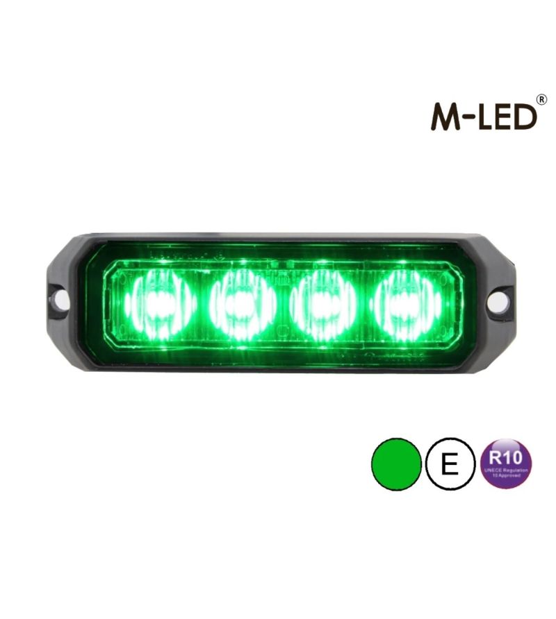 Blitzleuchte - M-Led - Pro 4 - Compact - 3.7" - 9.5cm - Klar - 26 Blitzmuster - Grün - 12V-24V Blitzleuchte - M-Led - Pro 4 - Compact - 3.7" - 9.5cm - Klar - 26 Blitzmuster - Grün - 12V-24V