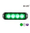 Warning light - M-Led - Pro 4 - Compact - 3.7" - 9.5cm - Clear - 26 flash patterns - Green - 12V-24V