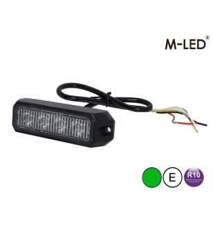 Warning light - M-Led - Pro 4 - Compact - 3.7" - 9.5cm - Clear - 26 flash patterns - Green - 12V-24V