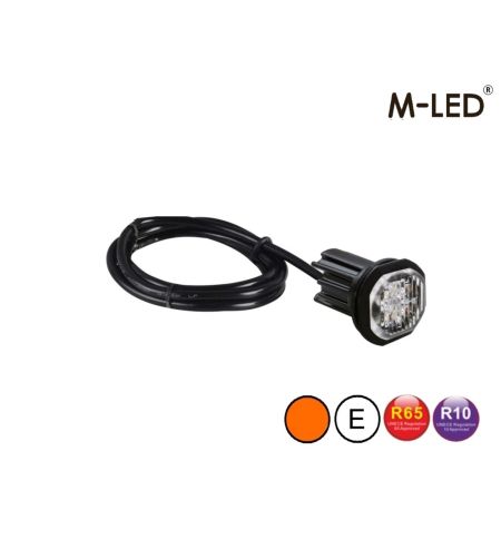 Flitser - M-Led - HideAway - 1.6" - 4.1cm - Helder - 21 flitspatronen - Amber - R65 - 12V-24V