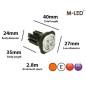 Warning light - M-Led - HideAway - 1.6" - 4.1cm - Clear - 21 flash patterns - Amber - R65 - 12V-24V Warning light - M-Led - HideAway - 1.6" - 4.1cm - Clear - 21 flash patterns - Amber - R65 - 12V-24V
