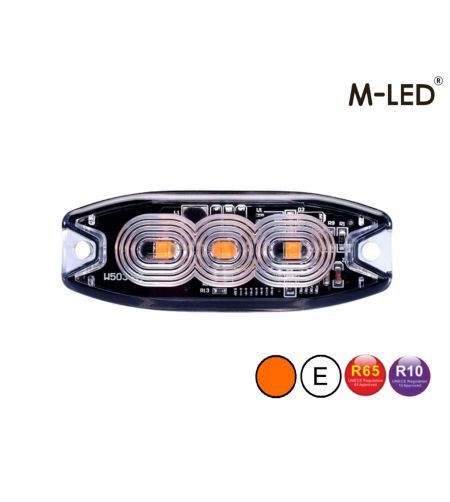 Blitzleuchte - M-Led - 3.2" - 8.1cm - Klar - Super dünn - 26 Blitzmuster - Amber - R65 - 12V-24V 