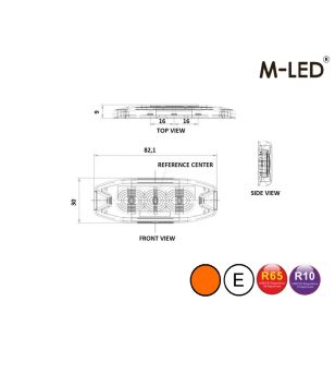 Warning light - M-Led - 3.2" - 8.1cm - Clear - Super thin - 26 flash patterns - Amber - R65 - 12V-24V