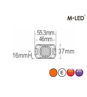 Flitser - M-Led - HideAway - 2.2" - 5.5cm - Helder - 23 flitspatronen - Amber - R65 - 12V-24V